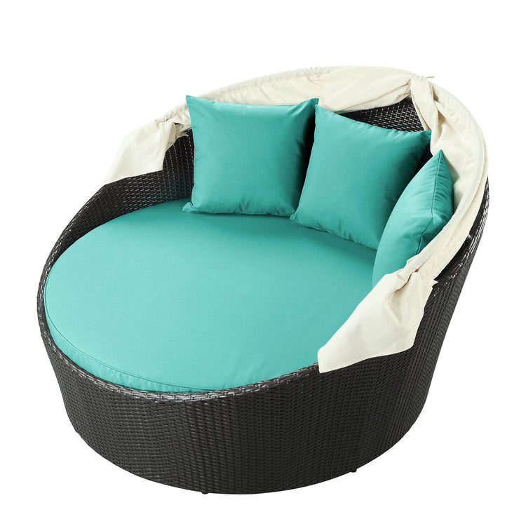Siesta Canopy Outdoor Patio Daybed - Espresso Turquoise