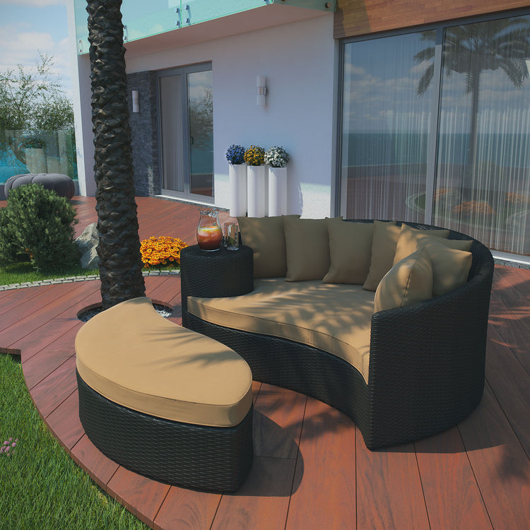 Taiji Outdoor Patio Wicker Daybed - Espresso Mocha