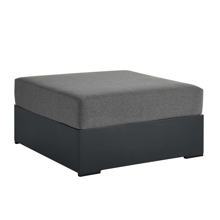 Tahoe Outdoor Patio Powder-Coated Aluminum Ottoman - Gray Charcoal