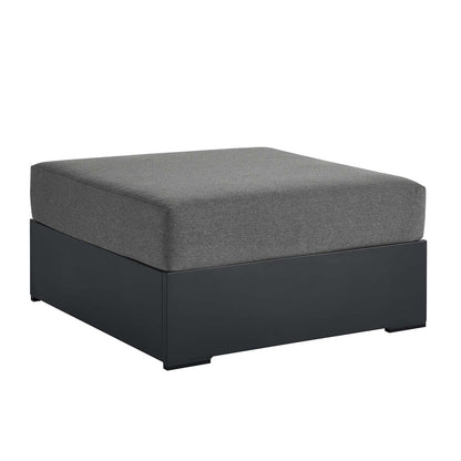 Tahoe Outdoor Patio Powder-Coated Aluminum Ottoman - Gray Charcoal