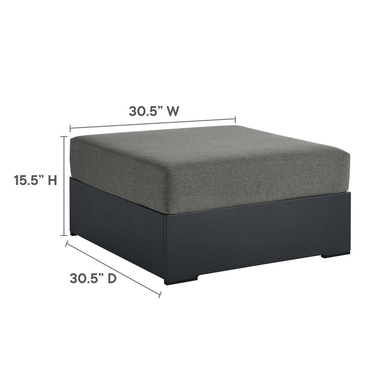 Tahoe Outdoor Patio Powder-Coated Aluminum Ottoman - Gray Charcoal