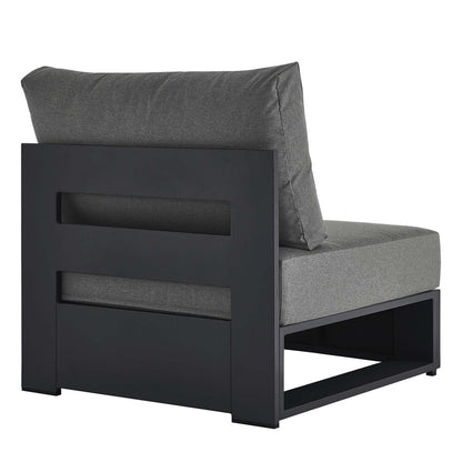 Tahoe Outdoor Patio Powder-Coated Aluminum Modular Armless Chair - Gray Charcoal