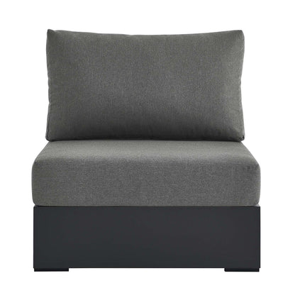 Tahoe Outdoor Patio Powder-Coated Aluminum Modular Armless Chair - Gray Charcoal