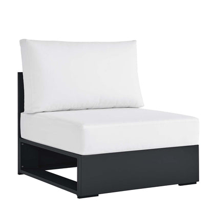 Tahoe Outdoor Patio Powder-Coated Aluminum Modular Armless Chair - Gray White