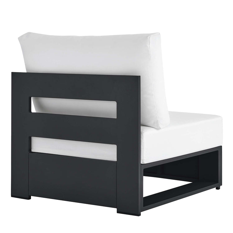 Tahoe Outdoor Patio Powder-Coated Aluminum Modular Armless Chair - Gray White