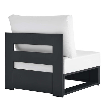 Tahoe Outdoor Patio Powder-Coated Aluminum Modular Armless Chair - Gray White