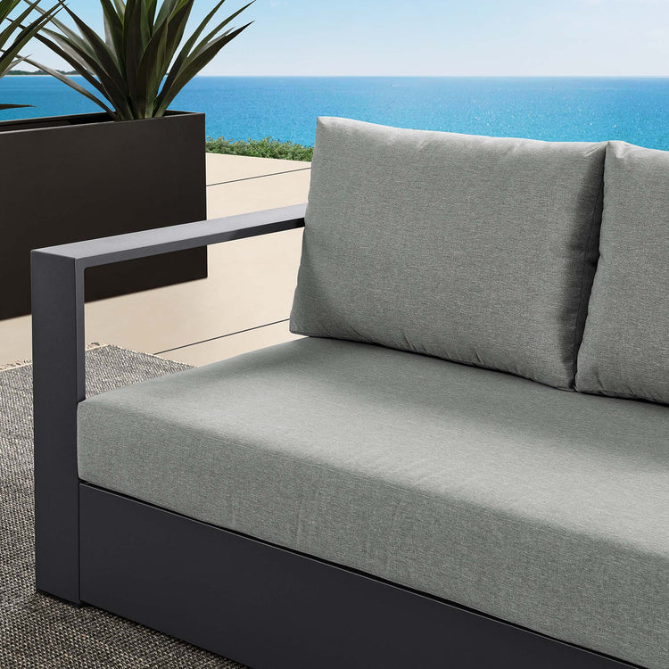 Tahoe Outdoor Patio Powder-Coated Aluminum Modular Left-Facing Loveseat - Gray Gray