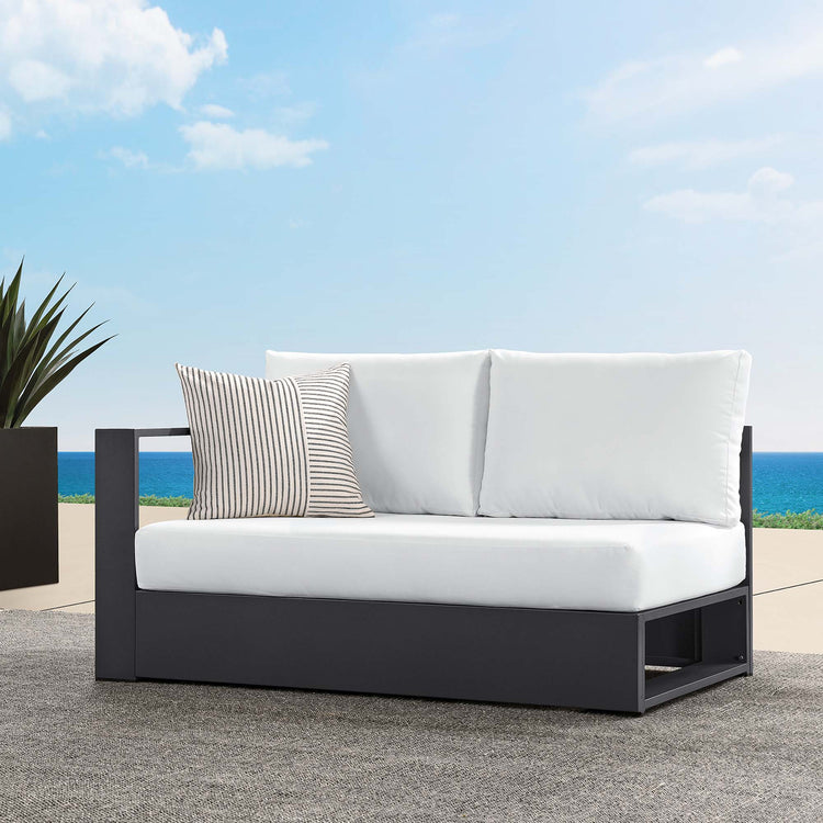 Tahoe Outdoor Patio Powder-Coated Aluminum Modular Left-Facing Loveseat - Gray White