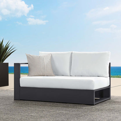 Tahoe Outdoor Patio Powder-Coated Aluminum Modular Left-Facing Loveseat - Gray White