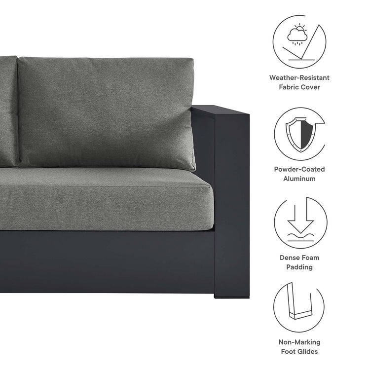 Tahoe Outdoor Patio Powder-Coated Aluminum Modular Right-Facing Loveseat - Gray Charcoal