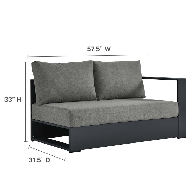 Tahoe Outdoor Patio Powder-Coated Aluminum Modular Right-Facing Loveseat - Gray Charcoal