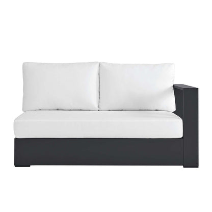 Tahoe Outdoor Patio Powder-Coated Aluminum Modular Right-Facing Loveseat - Gray White