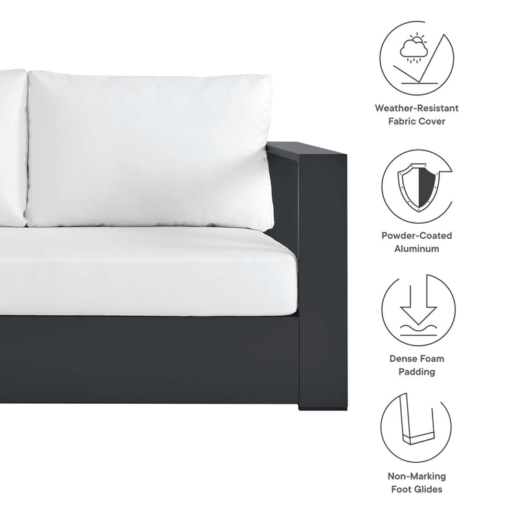 Tahoe Outdoor Patio Powder-Coated Aluminum Modular Right-Facing Loveseat - Gray White