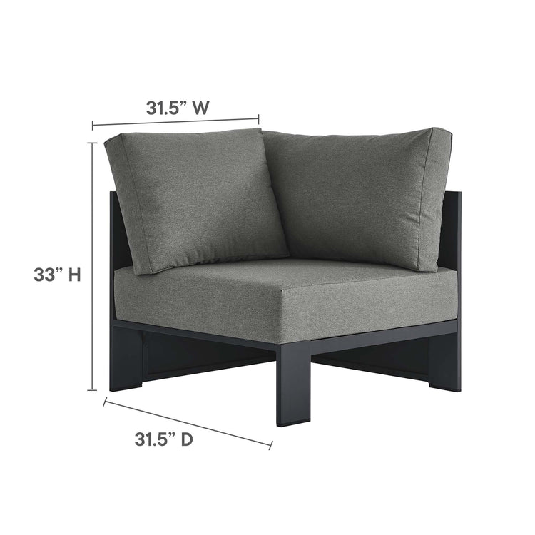 Tahoe Outdoor Patio Powder-Coated Aluminum Modular Corner Chair - Gray Charcoal
