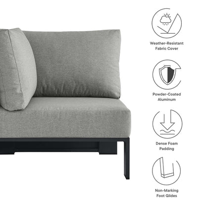 Tahoe Outdoor Patio Powder-Coated Aluminum Modular Corner Chair - Gray Gray