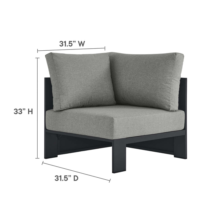 Tahoe Outdoor Patio Powder-Coated Aluminum Modular Corner Chair - Gray Gray