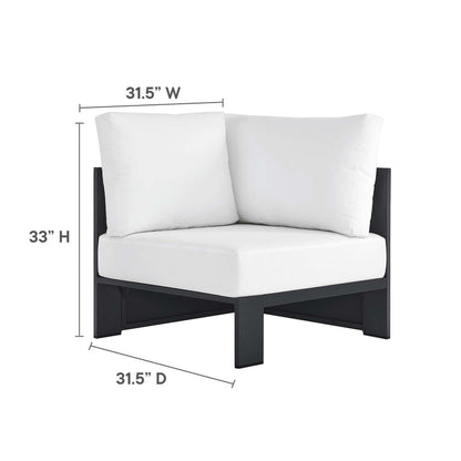 Tahoe Outdoor Patio Powder-Coated Aluminum Modular Corner Chair - Gray White
