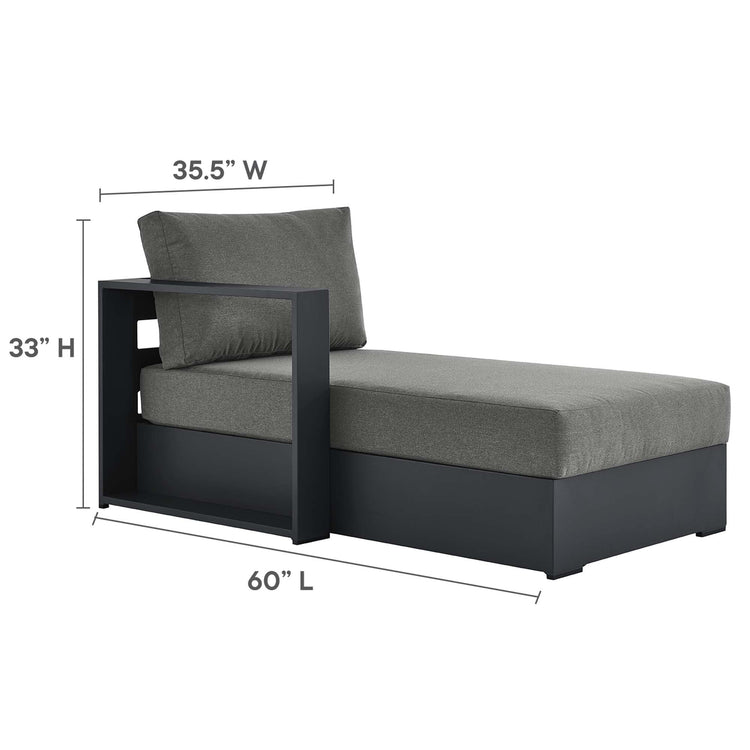 Tahoe Outdoor Patio Powder-Coated Aluminum Modular Left-Facing Chaise Lounge - Gray Charcoal