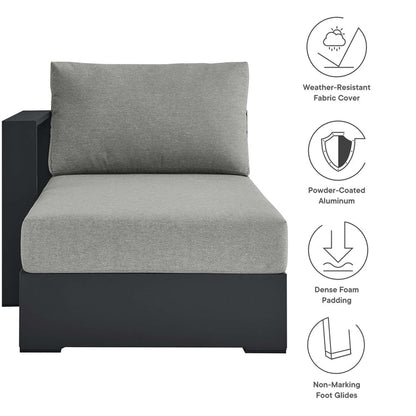Tahoe Outdoor Patio Powder-Coated Aluminum Modular Left-Facing Chaise Lounge - Gray Gray