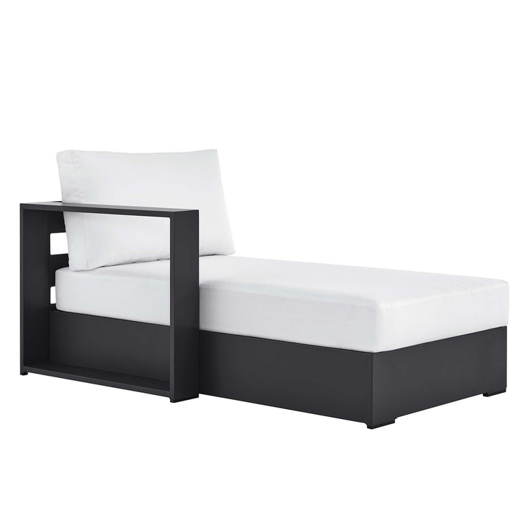 Tahoe Outdoor Patio Powder-Coated Aluminum Modular Left-Facing Chaise Lounge - Gray White