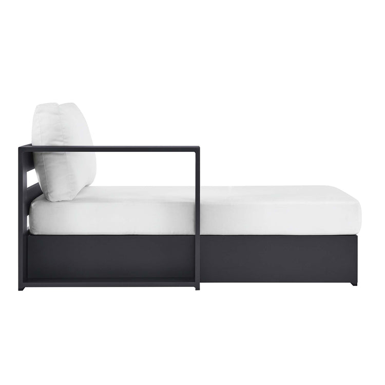 Tahoe Outdoor Patio Powder-Coated Aluminum Modular Left-Facing Chaise Lounge - Gray White