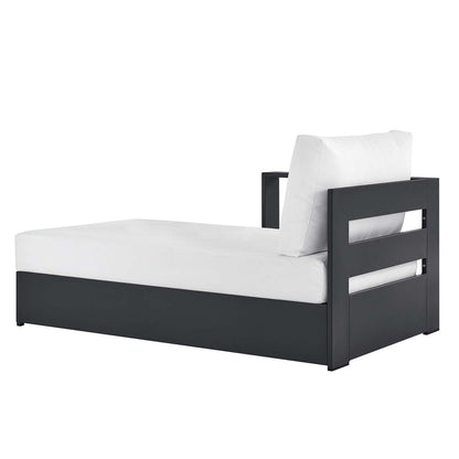 Tahoe Outdoor Patio Powder-Coated Aluminum Modular Left-Facing Chaise Lounge - Gray White