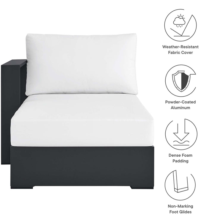 Tahoe Outdoor Patio Powder-Coated Aluminum Modular Left-Facing Chaise Lounge - Gray White