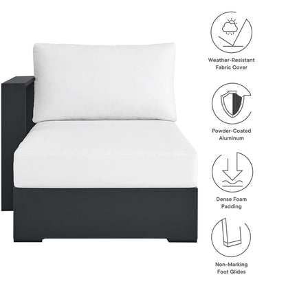 Tahoe Outdoor Patio Powder-Coated Aluminum Modular Left-Facing Chaise Lounge - Gray White
