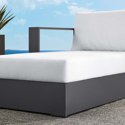 Tahoe Outdoor Patio Powder-Coated Aluminum Modular Left-Facing Chaise Lounge - Gray White
