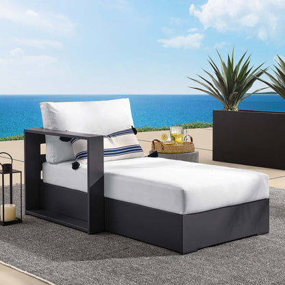 Tahoe Outdoor Patio Powder-Coated Aluminum Modular Left-Facing Chaise Lounge - Gray White