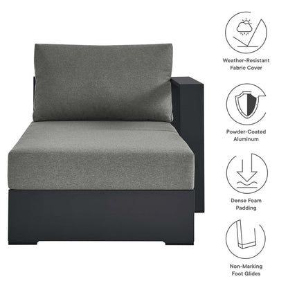 Tahoe Outdoor Patio Powder-Coated Aluminum Modular Right-Facing Chaise Lounge - Gray Charcoal