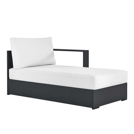 Tahoe Outdoor Patio Powder-Coated Aluminum Modular Right-Facing Chaise Lounge - Gray White