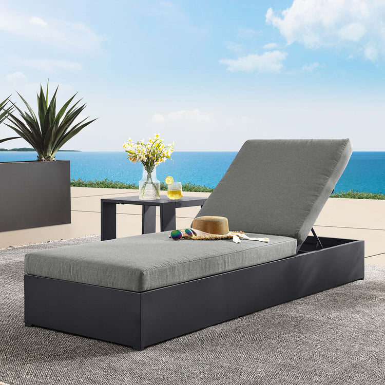 Tahoe Outdoor Patio Powder-Coated Aluminum Chaise Lounge Chair - Gray Charcoal