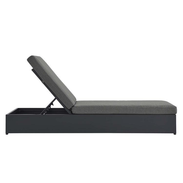 Tahoe Outdoor Patio Powder-Coated Aluminum Chaise Lounge Chair - Gray Charcoal