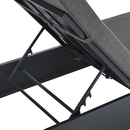 Tahoe Outdoor Patio Powder-Coated Aluminum Chaise Lounge Chair - Gray Charcoal