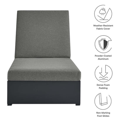 Tahoe Outdoor Patio Powder-Coated Aluminum Chaise Lounge Chair - Gray Charcoal