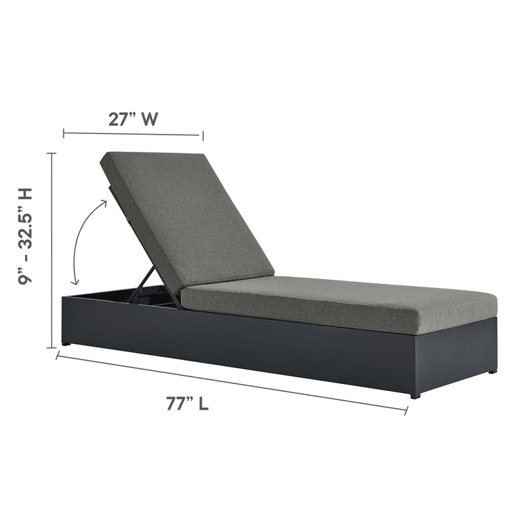 Tahoe Outdoor Patio Powder-Coated Aluminum Chaise Lounge Chair - Gray Charcoal