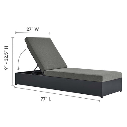 Tahoe Outdoor Patio Powder-Coated Aluminum Chaise Lounge Chair - Gray Charcoal