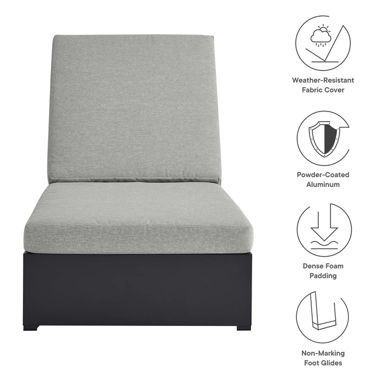 Tahoe Outdoor Patio Powder-Coated Aluminum Chaise Lounge Chair - Gray Gray