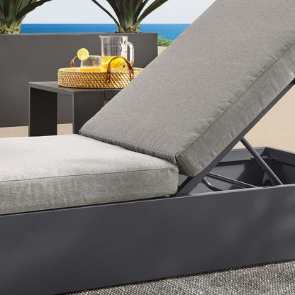 Tahoe Outdoor Patio Powder-Coated Aluminum Chaise Lounge Chair - Gray Gray