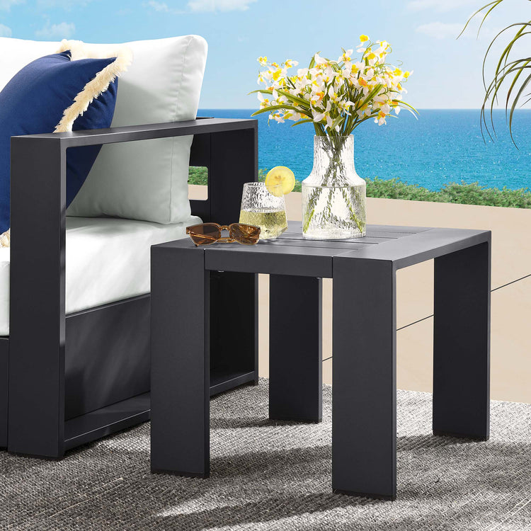 Tahoe Outdoor Patio Powder-Coated Aluminum End Table - Default Title