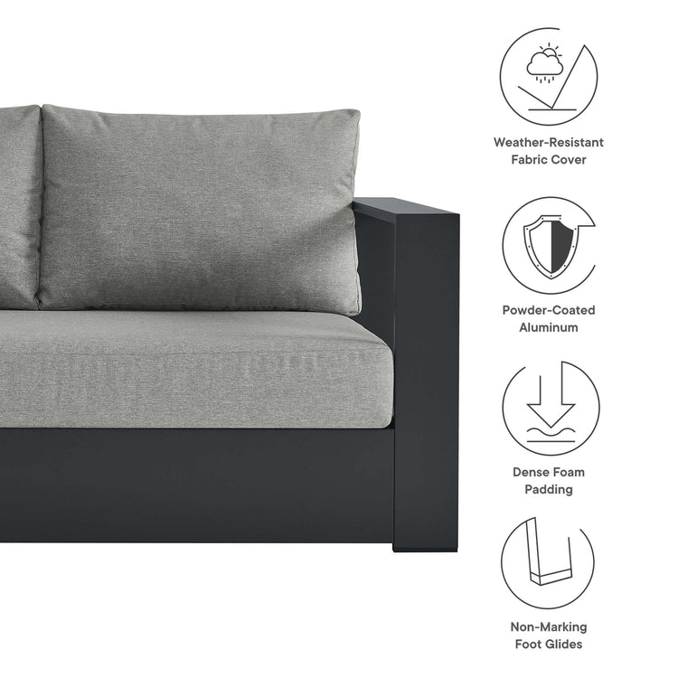 Tahoe 3-Piece Outdoor Patio Powder-Coated Aluminum Sectional Sofa Set - Gray Gray