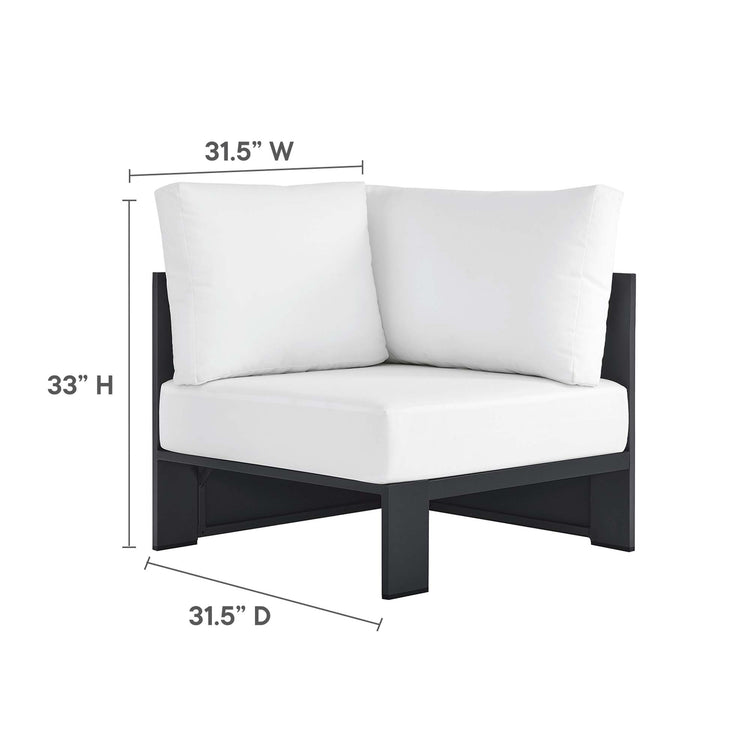 Tahoe 3-Piece Outdoor Patio Powder-Coated Aluminum Sectional Sofa Set - Gray White