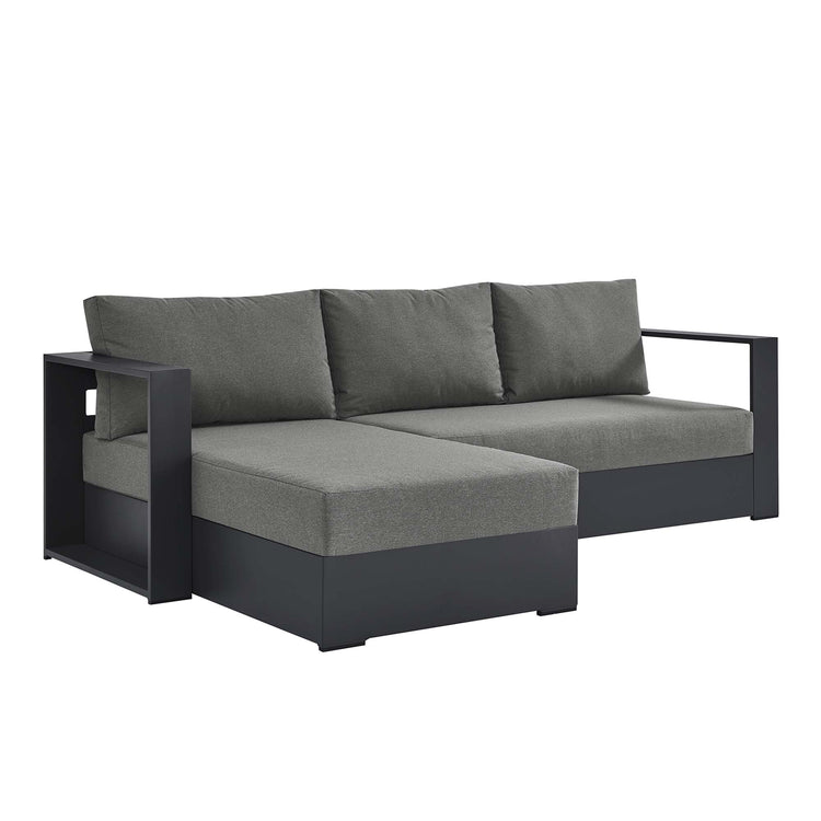 Tahoe 2-Piece Outdoor Patio Powder-Coated Aluminum Left-Facing Chaise Sectional Sofa Set - Gray Charcoal