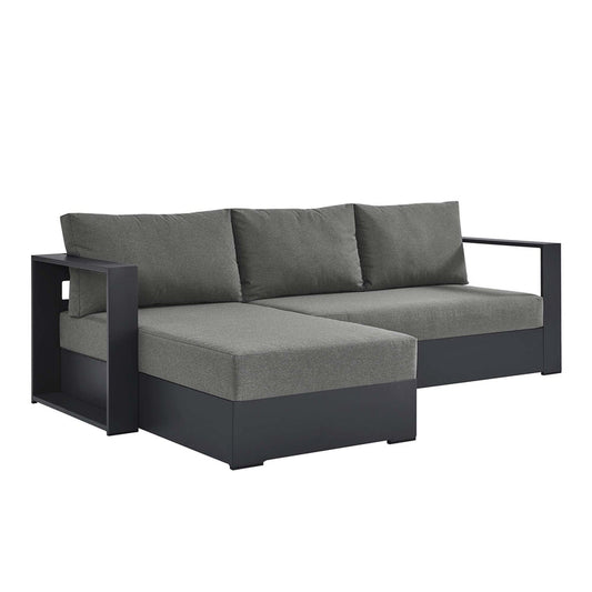 Tahoe 2-Piece Outdoor Patio Powder-Coated Aluminum Left-Facing Chaise Sectional Sofa Set - Gray Charcoal