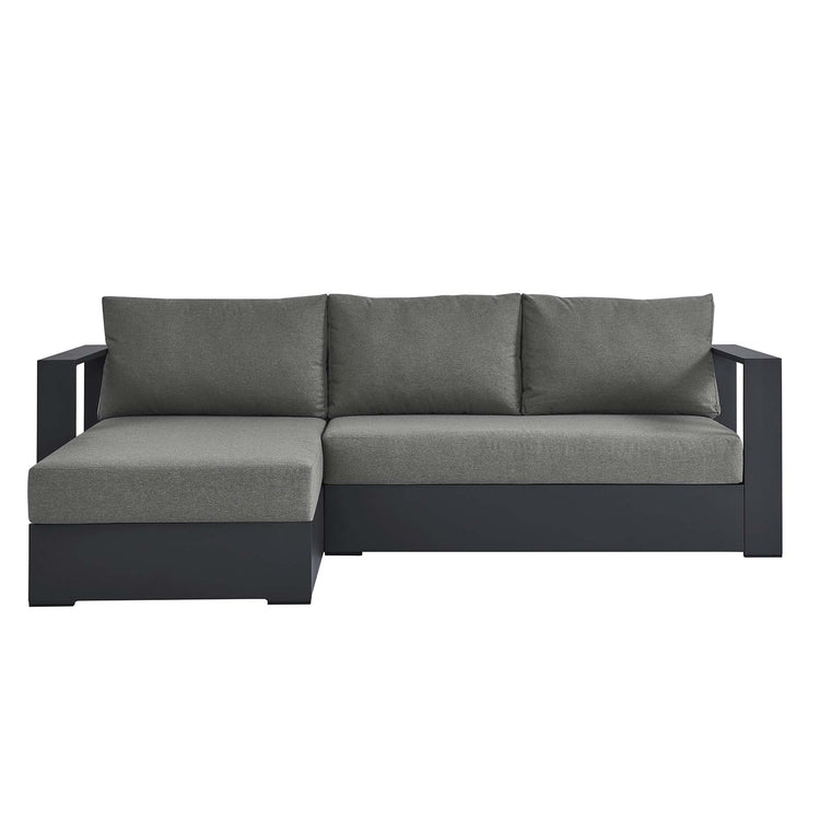 Tahoe 2-Piece Outdoor Patio Powder-Coated Aluminum Left-Facing Chaise Sectional Sofa Set - Gray Charcoal