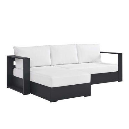 Tahoe 2-Piece Outdoor Patio Powder-Coated Aluminum Left-Facing Chaise Sectional Sofa Set - Gray White