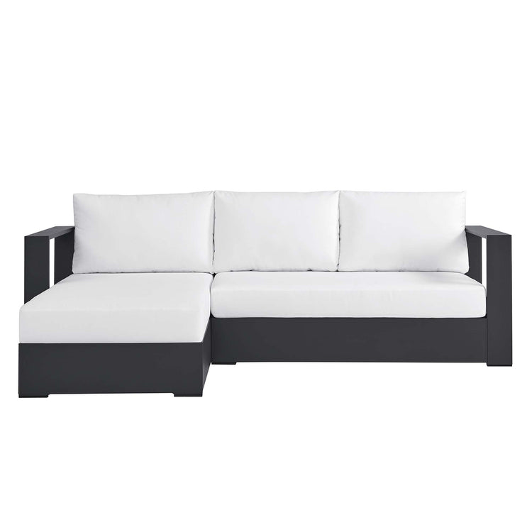 Tahoe 2-Piece Outdoor Patio Powder-Coated Aluminum Left-Facing Chaise Sectional Sofa Set - Gray White