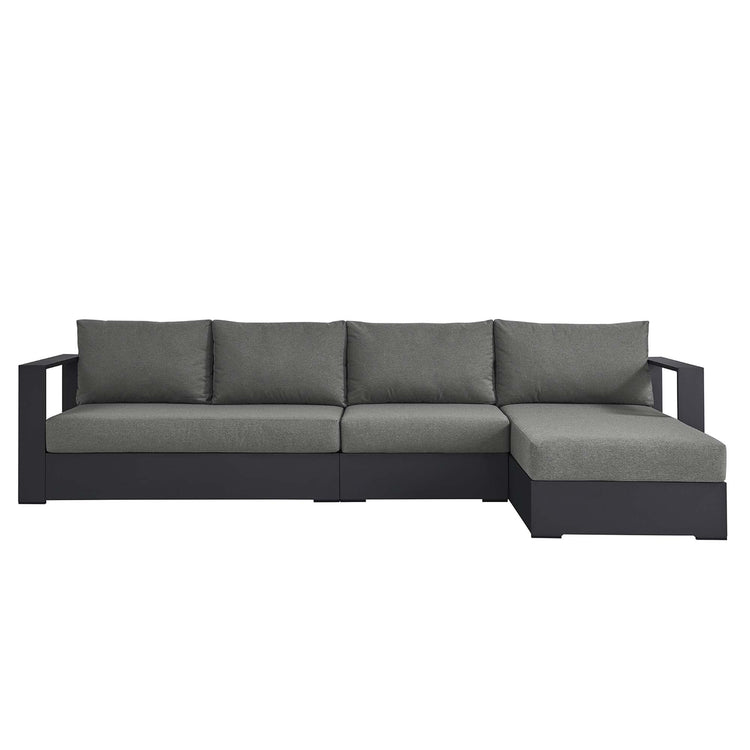 Tahoe 3-Piece Outdoor Patio Powder-Coated Aluminum Right-Facing Chaise Sectional Sofa Set - Gray Charcoal