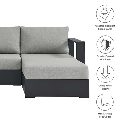 Tahoe 3-Piece Outdoor Patio Powder-Coated Aluminum Right-Facing Chaise Sectional Sofa Set - Gray Gray